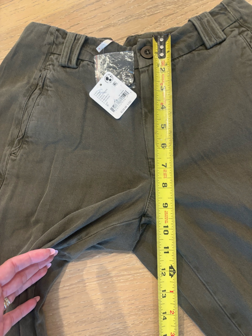 Free People Spotlight Washed Barrel Chino Trousers 0 Dusty Olive NWT Wide Pant - Picture 13 of 14